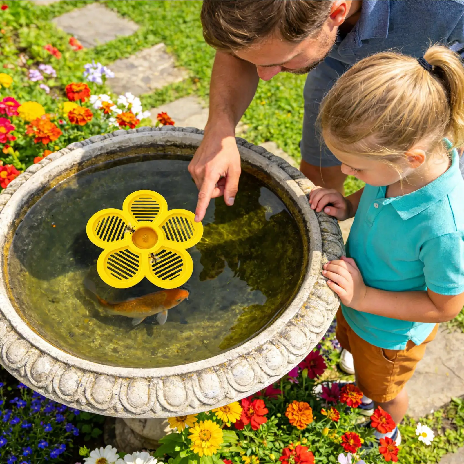 Floating Bee Island 19.5cm Flower Shape Water Feeder Bee Watering Station for Butterfly Outdoor Yard Garden Pond Pool Farm