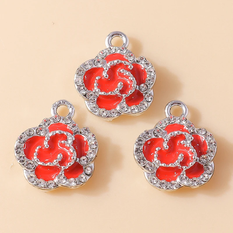 20 Stück 14x17mm Modische Kristallblumen-Anhänger für Schmuckherstellung, Ohrringe, Halsketten, Armbänder, Zubehör, DIY-Bastelarbeiten, Geschenk – Detail 4