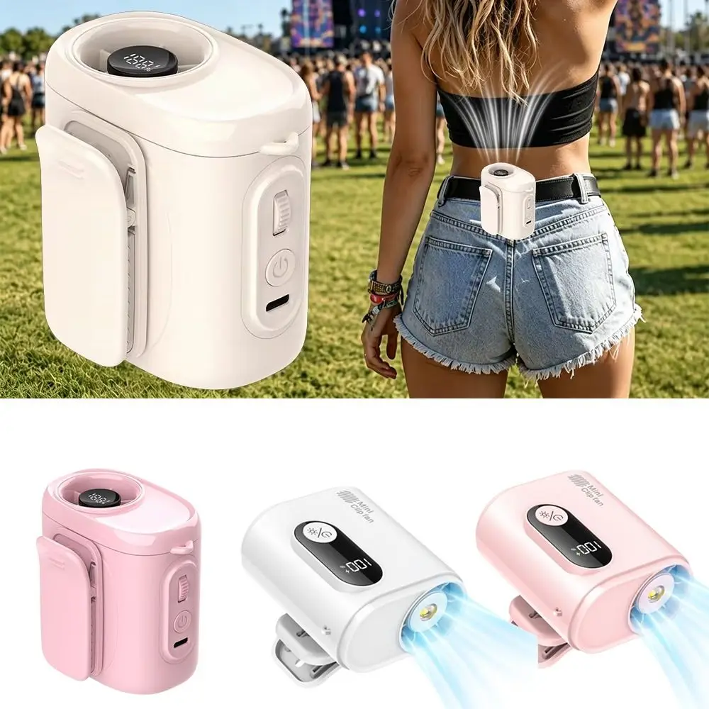Clip On Portable Handheld Fan USB Rechargeable Quiet Operation Umbrella Hanging Waist Fan Handheld Clip-on Mini Cooling Fan