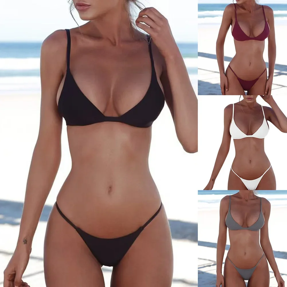 المرأة الصلبة اللون قطعتين مثير ملابس السباحة البدلة أزياء عارضة تنوعا بار مجموعة البكيني الشاطئ بركة حزب منخفضة الارتفاع ملابس السباحة
