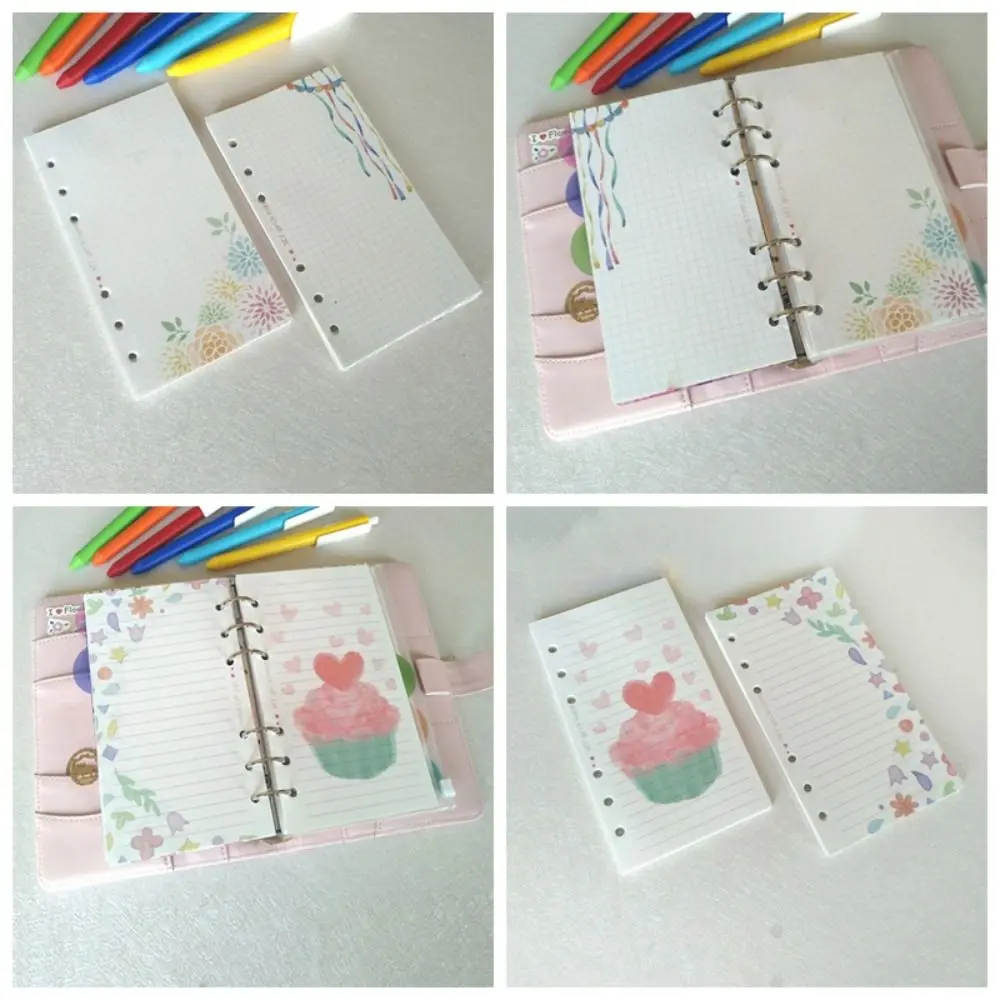 40 fogli A5 A6 A7 Ricarica a fogli mobili Carta Torta Fiore Ricarica interna Raccoglitore a spirale Carta Lista delle cose da fare Cancelleria Connell vuota