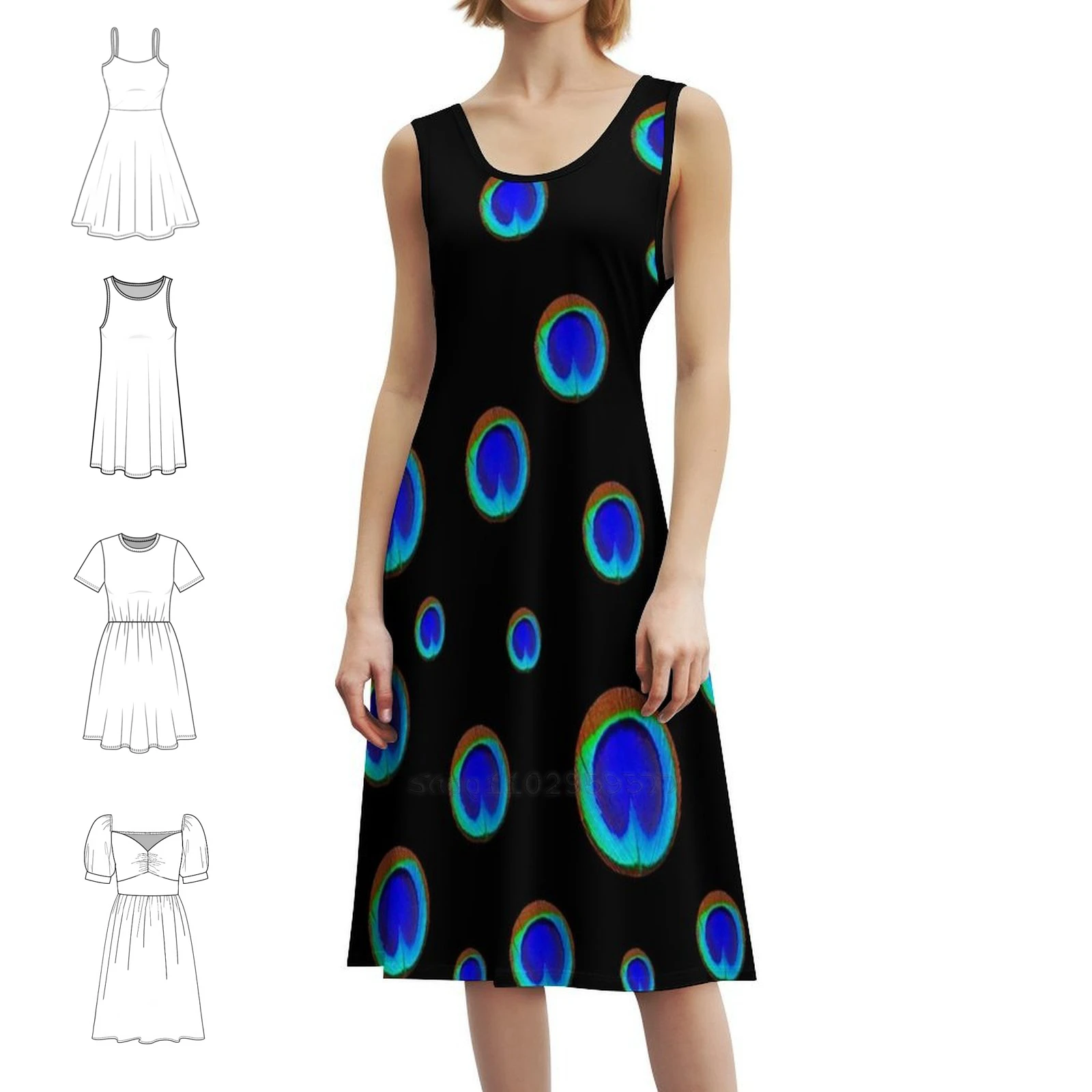 

Синее платье с узором в виде павлиньих перьев, черное художественное шикарное платье в стиле бохо, элегантное модное пляжное платье для свадебной вечеринки, синее глаз с павлиньими перьями