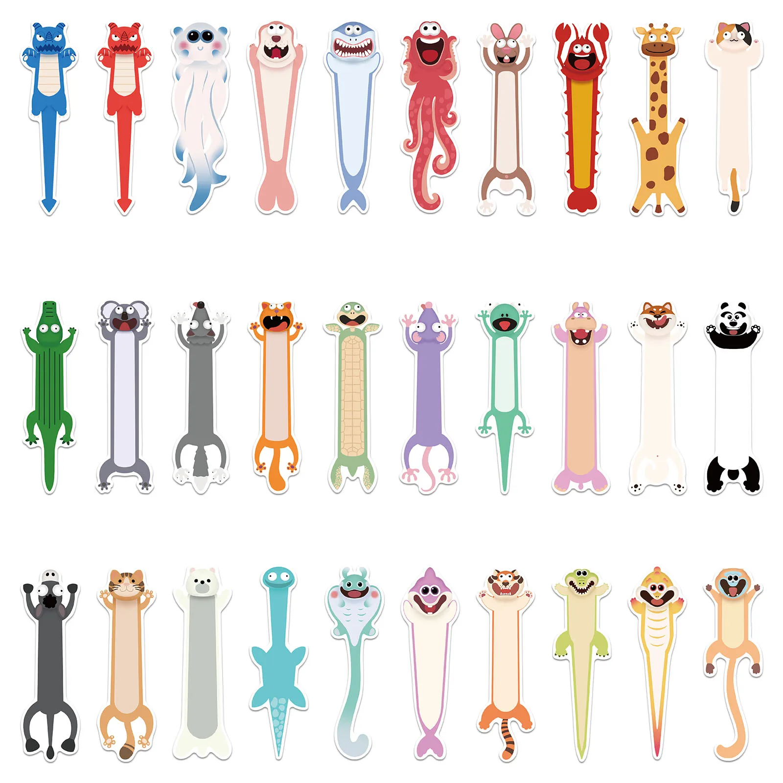 30 قطعة من الإشارات المرجعية على شكل حيوانات كرتونية لتزيين كتب الطالب وبطاقة تسمية للقراءة هدية إبداعية