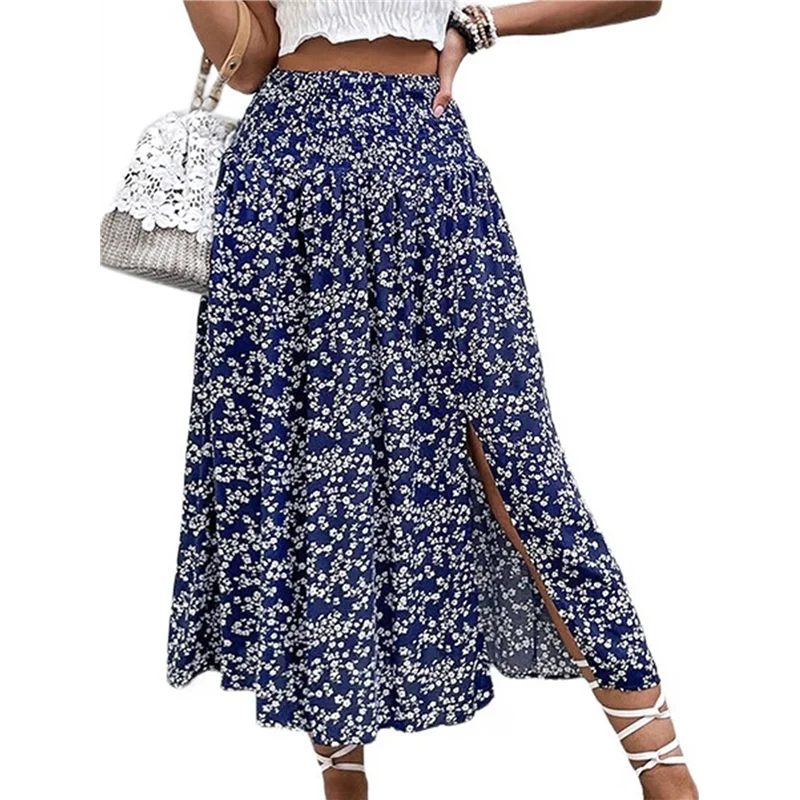 

ABRT-Женские длинные юбки с принтом и высокой талией, трапециевидной формы, длинная макси-юбка в полный рост