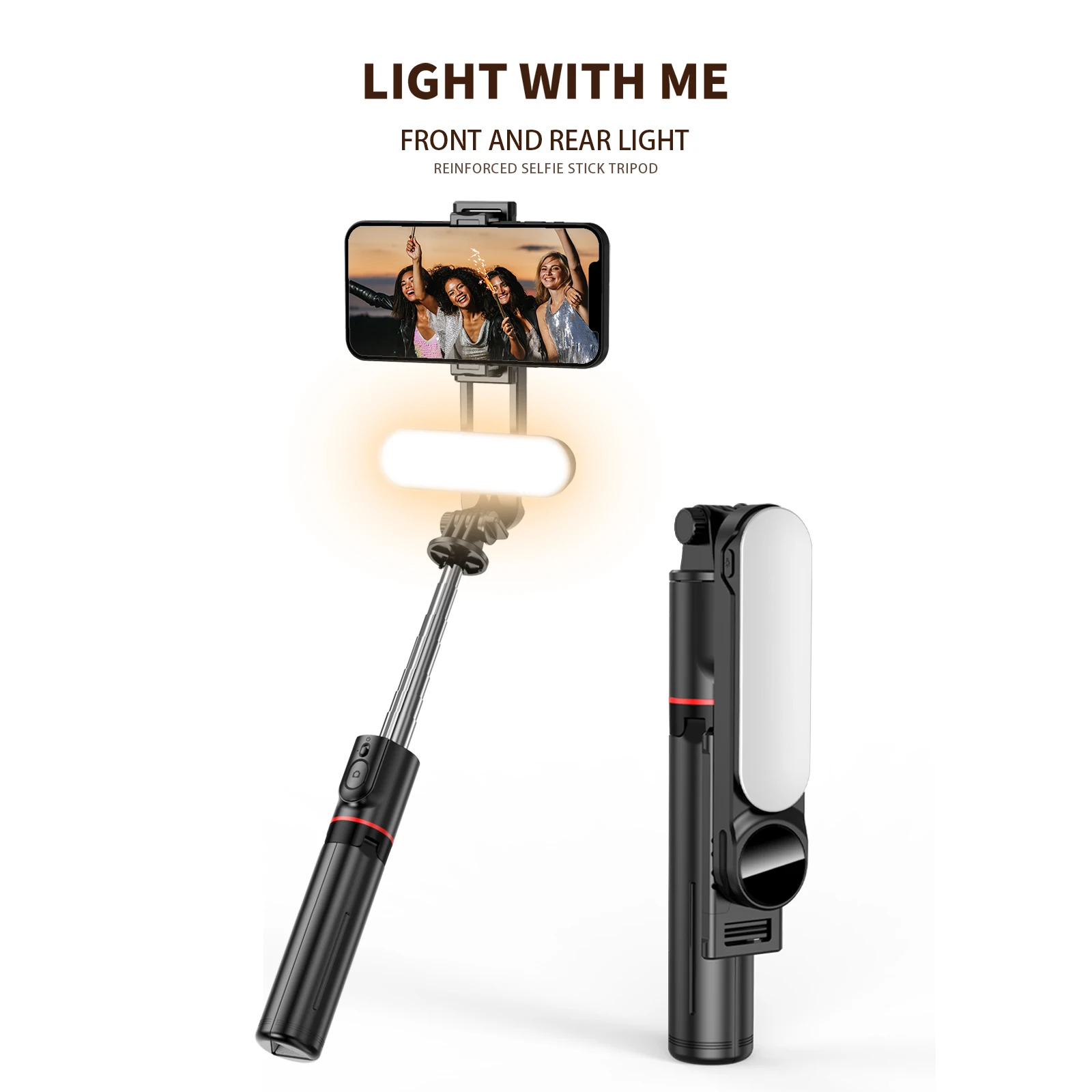 

BOEICA L15 Selfie Stick Foldable Mini Tripod with Fill Light Wireless Bluetooth Remote Shutter Monopod for iPhone Smartphones