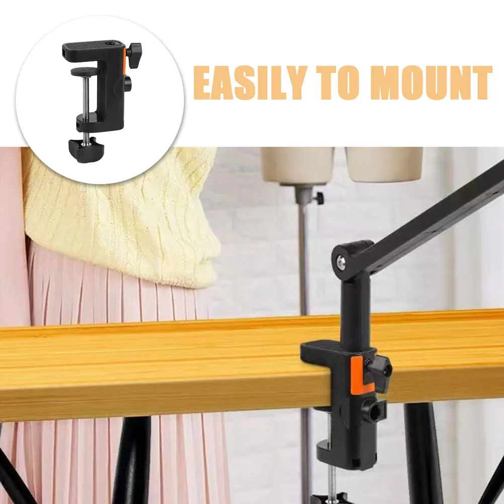

Microphone Stand Base Clip Durable Desk Clamp Mounting Arm Heavy Duty Table Multi Function Adjustable C Shaped Retaining Clip
