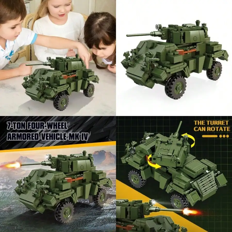 

Military Vehicles Building Toys Set Armored Truck Model STEM Army Toys Gifts Boys Girls Teens Ages 8+ Stress Relief Boring