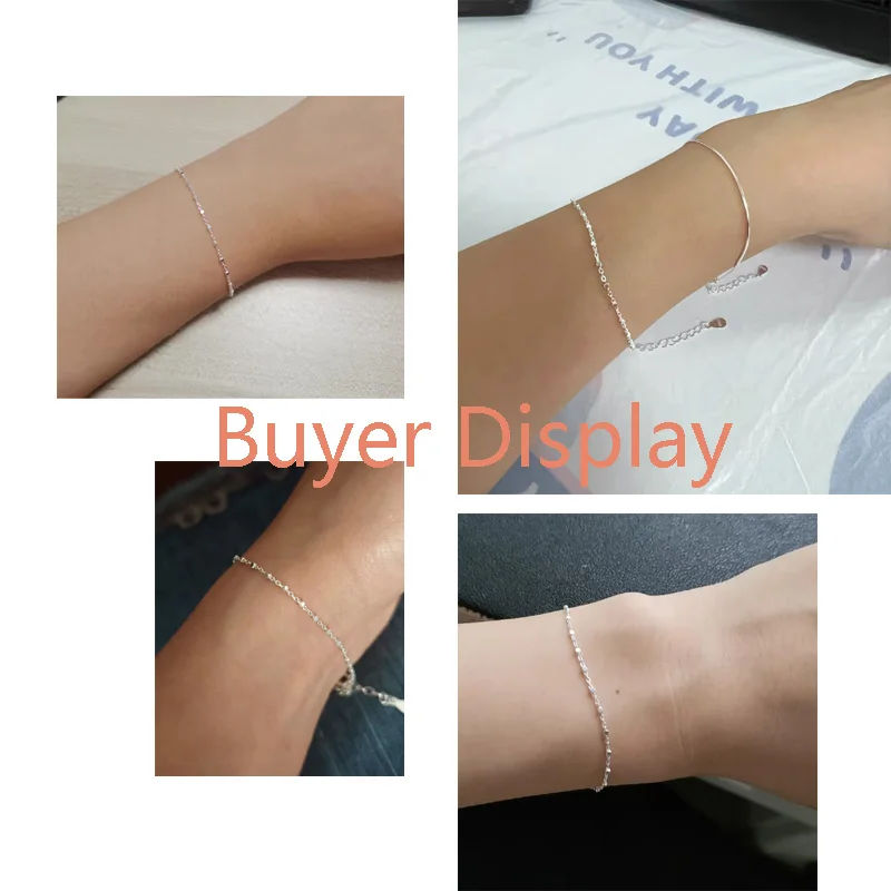 S925 Sterling Silver Water Wave Chain Bracelet Set Starlight Shines Brightly Ladies Gift Pair Fine Jewelry Accessories Wholesale