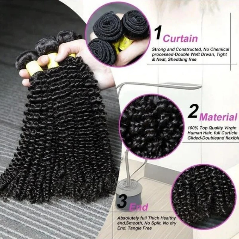 30 32 Polegada pacotes encaracolados cabelo humano kinky encaracolado feixes de cabelo humano 100% não processado cabelo virgem brasileiro trama dupla para mulher