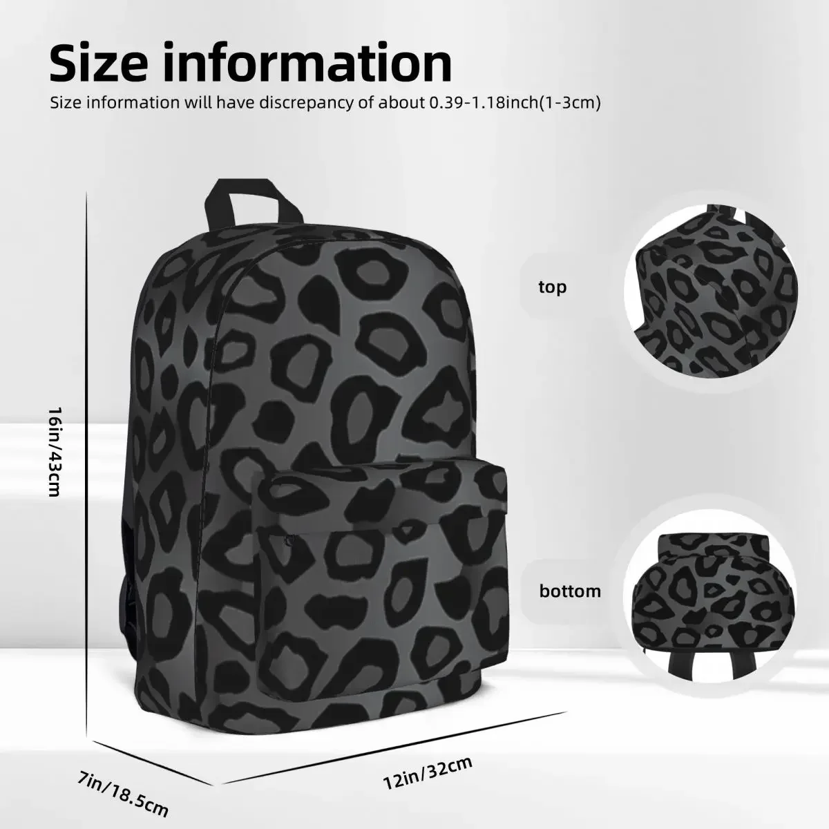 Gray Leopard Animal Pattern Woman Backpacks Boys Bookbag Fashion Children School Bags Portability Laptop Rucksack Shoulder Bag