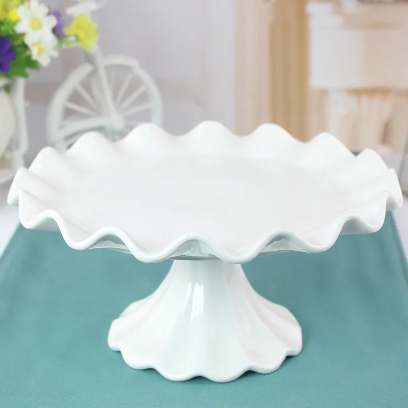 

11'' Ceramic Wave Cake Stand Decorative Porcelain Compote Fruit Plate Centerpiece Tableware Afternoon Tea Party Wedding