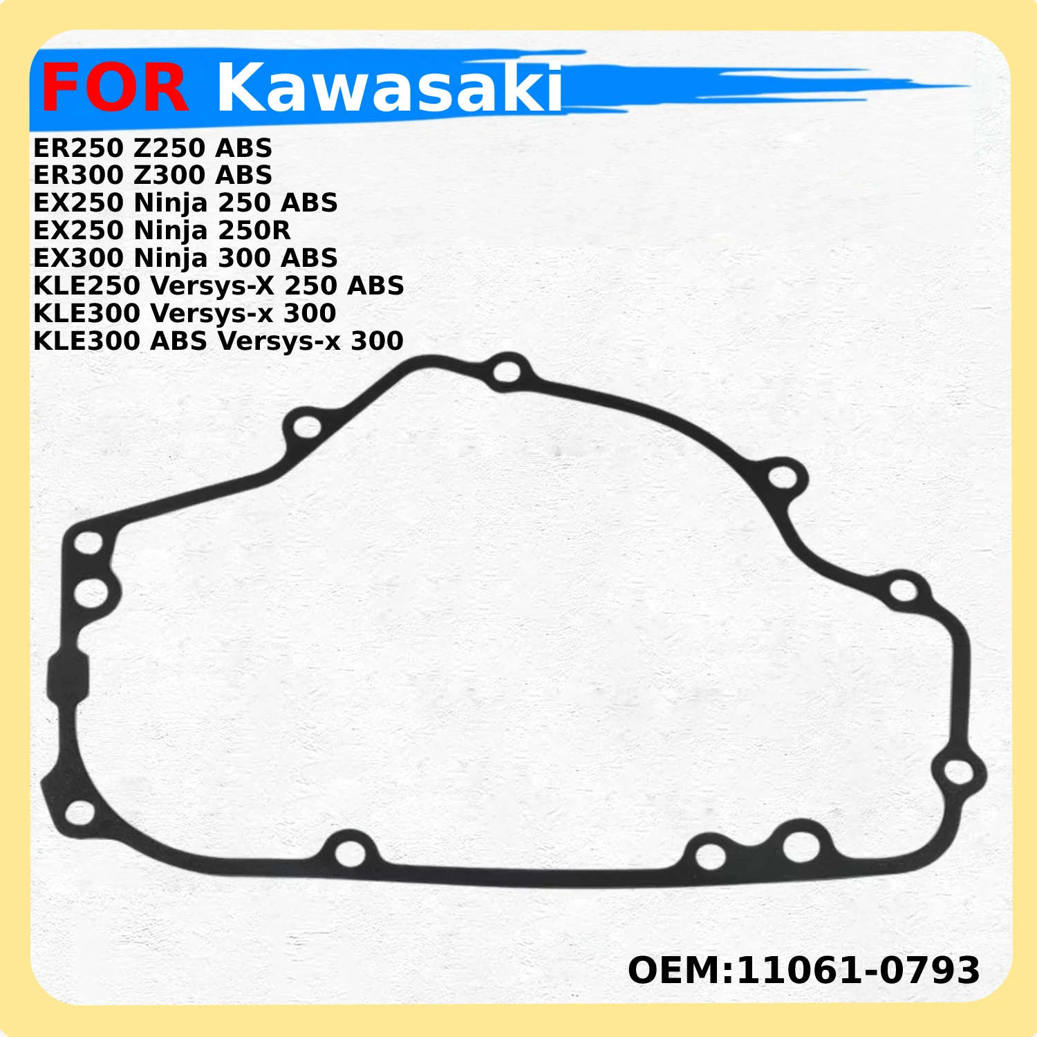 Stator Cover Gasket For Kawasaki Z250 Z300 Ninja250 Ninja300 Versys‑X250 Versys‑X300 Generator Side Case Seal Gasket 11061‑0793