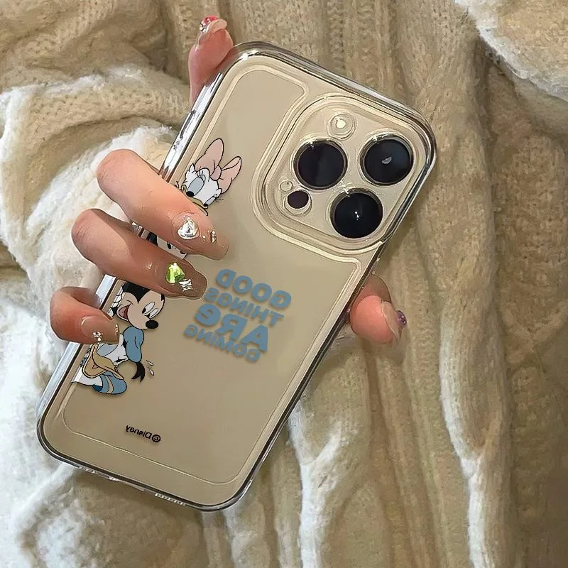 Cartoon Mischievou Minnie Mickey Daisy Donald Duck Side Probe Phone Case For iPhone 11 12 13 14 15 16 17 Pro Max Plus Air Cover view 3