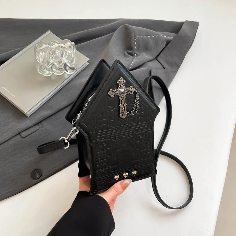 

Креативная модная домашняя женская сумка, универсальная новая текстурная сумка в стиле ретро, 3d сумка-мессенджер в форме дома, сумка на одно плечо с заклепками, сумка подмышками