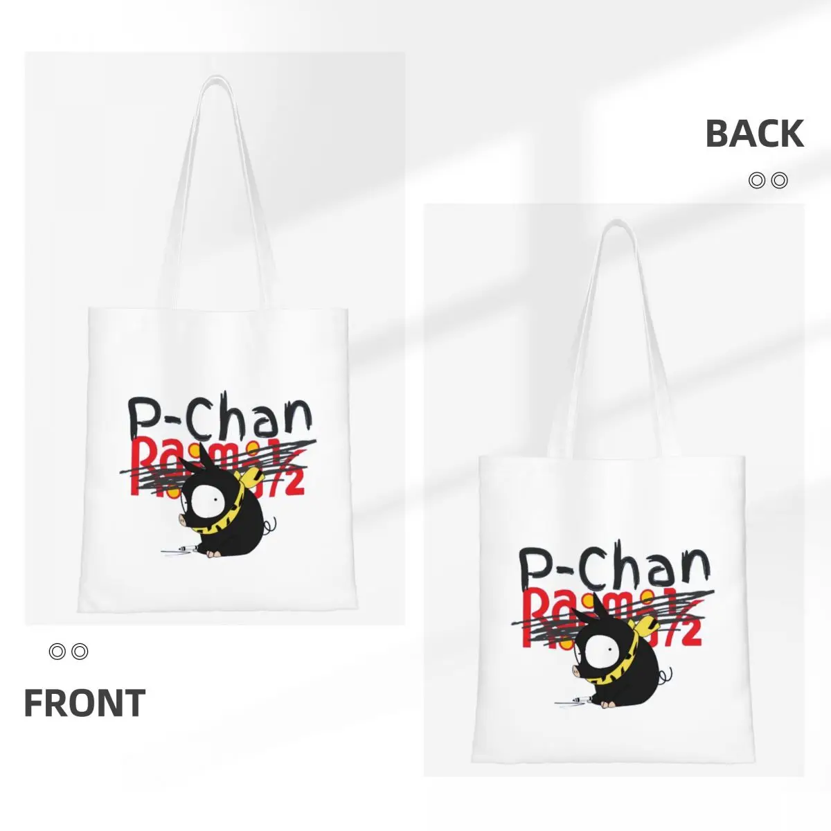 P-Chan Ranma 12 Shopping Bags Canvas The Tote Bag Folding Shopping Bag Women Shoulder Tote Travel Handbag
