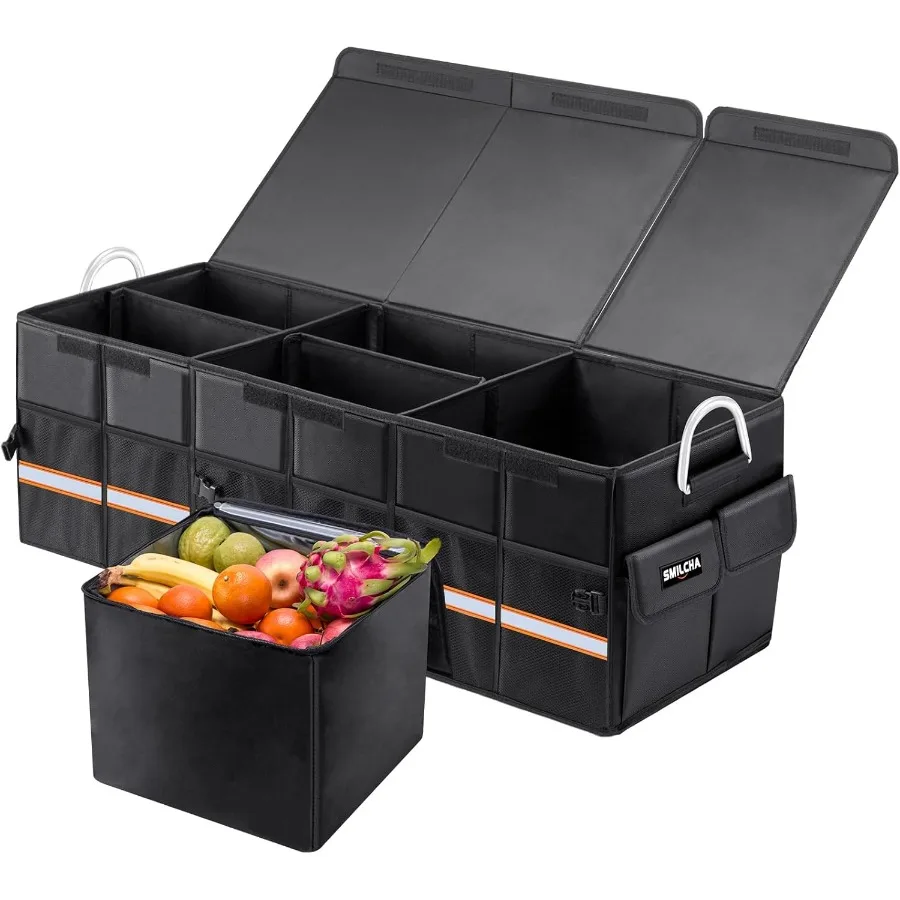 HeavyDuty Extra Large 100L Premium Foldable Car Trunk Organizer with Lid + 26L Cooler Bag Waterproof Robust Durable 1680D Ox Mu