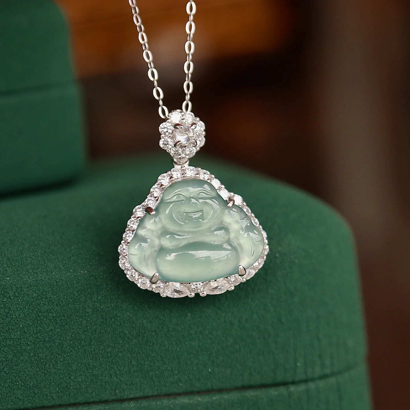 قلادة من اليشم الطبيعي من الدرجة الأولى مع سلسلة من الفضة الإسترلينية عيار 925 للرجال والنساء، مجوهرات فاخرة عصرية بلون الماء... #1