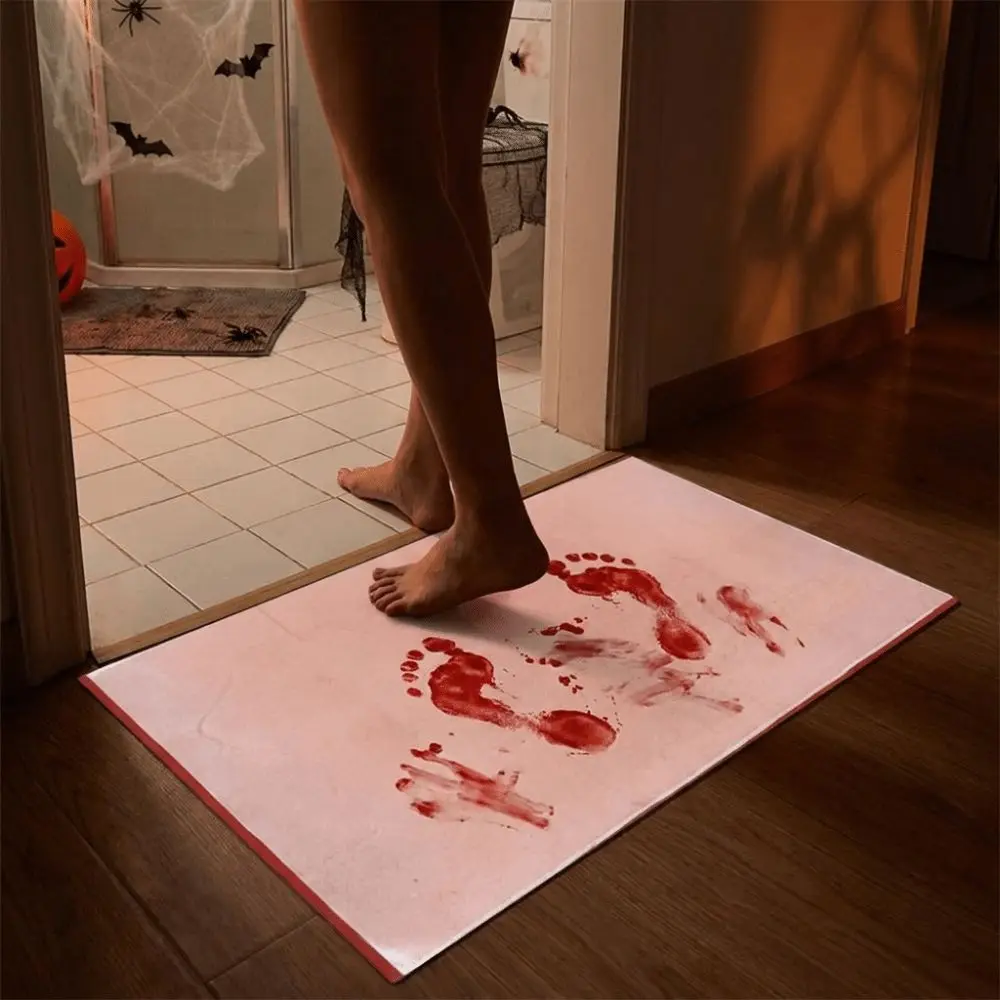 Non Slip Halloween Color Changing Floor Mat Funny Color Changing Bloody Doormat Water Absorbent