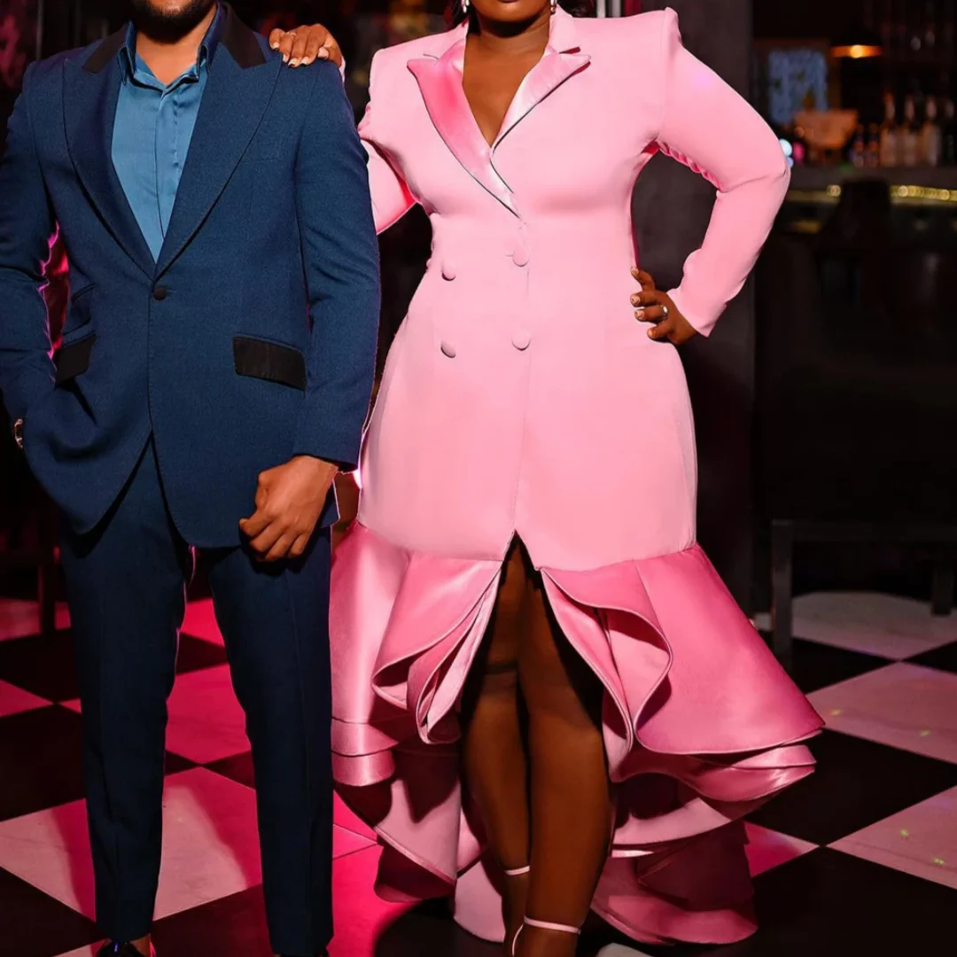 

Mermaid Women Blazer Dress Plus Size Formal Pocket Jacket Double Breasted Evening Party Outfit Cocktail Dress Customized