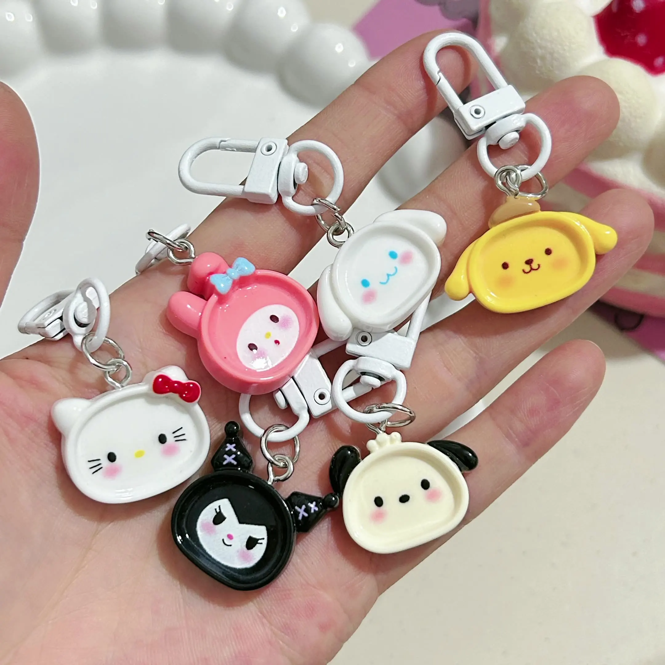 Sanrio My Melody Kuromi Keychain Mobile Pendant Cute Cartoon Hello Kitty Cinnamoroll Student Backpack Accessories Kid Toys Gifts