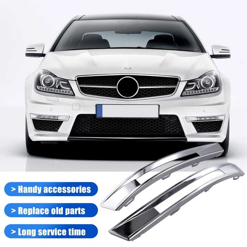 Left&Right Front Bumper Fog Light Trim Frame Cap Running Light Cover For Benz C-Class W204 C63 AMG 2048853174 2048853274