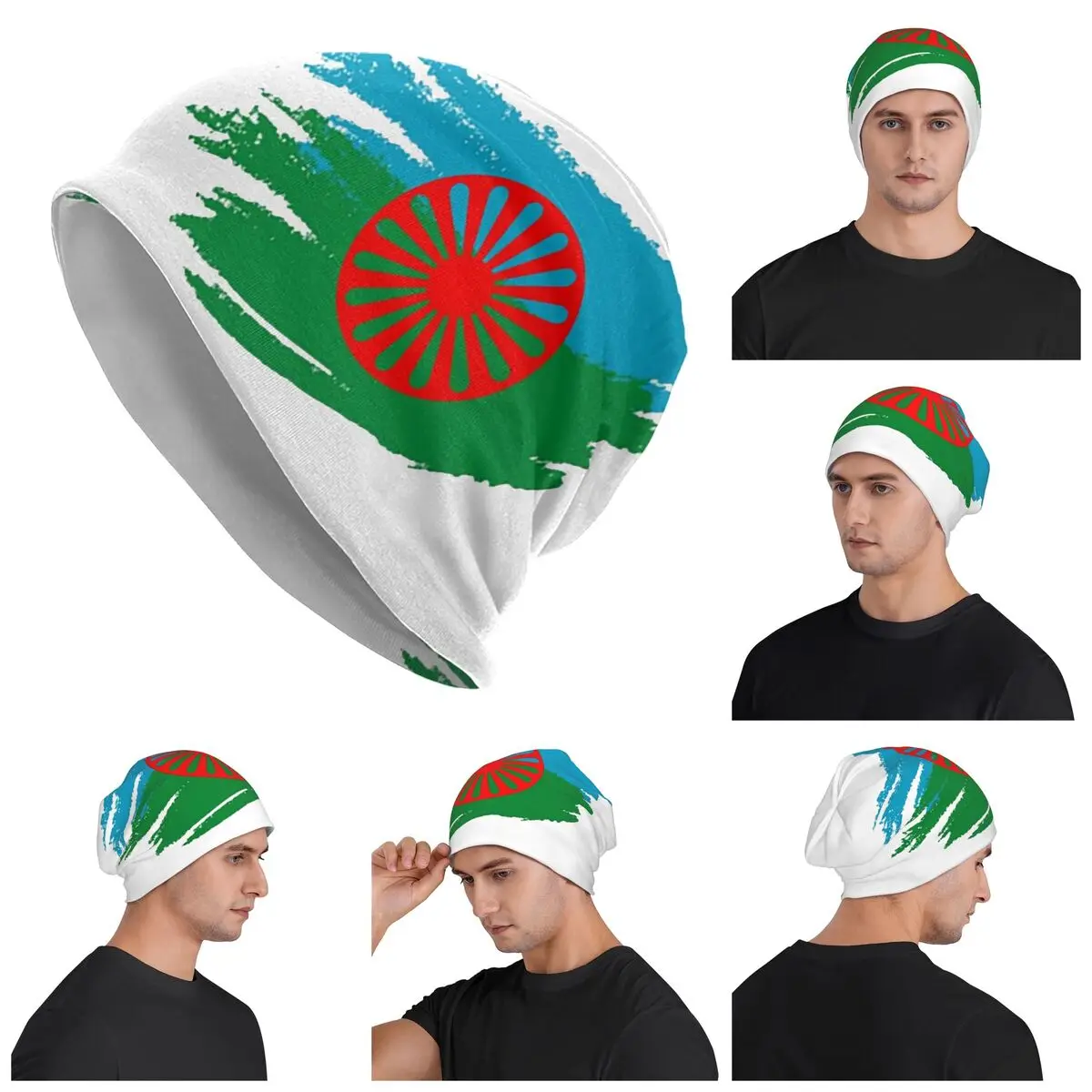 Rom Gypsy Romani Flag Skullies Beanies Hats Warm Autumn Winter Outdoor Cap Knitted Bonnet Caps for Unisex Adult