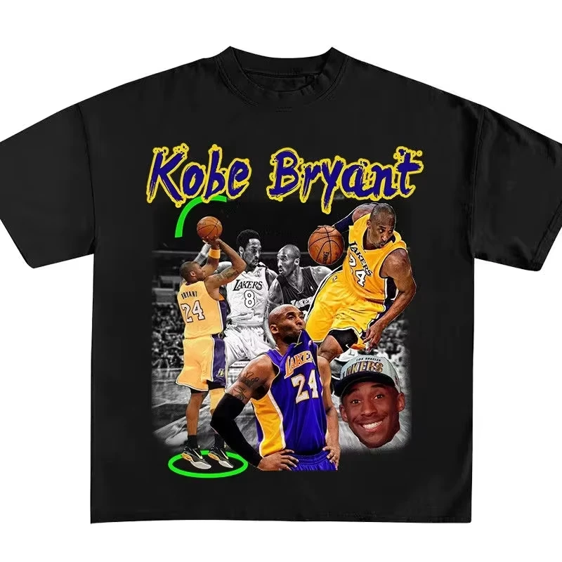 2026 Basketball Player Collage Graphic Short Sleeve T-Shirt, Kids Adults Crew Neck Tee, Retro Sports Loose Casual Daily Top