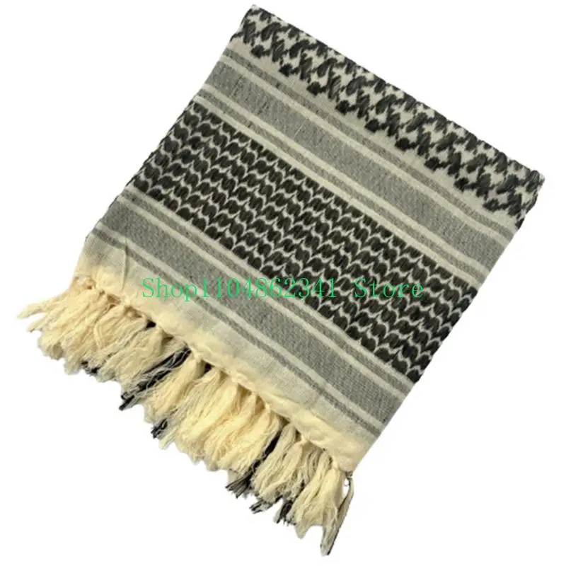 652F Desert Shemagh Scarf Cotton Arab Headscarf Unisex Keffiyeh Face Cover Universal Headwrap Arabian Scarf Head Cover