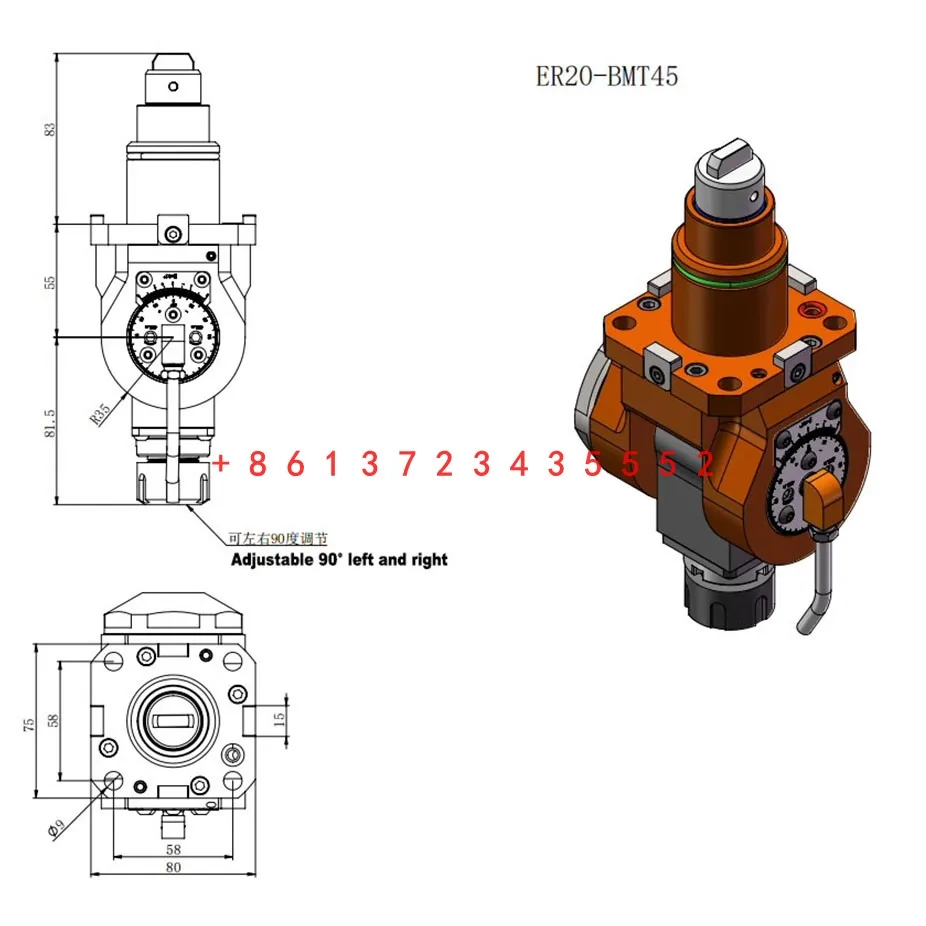 Brand new CNC BMT 40 45 55 65 universal power head tool holder