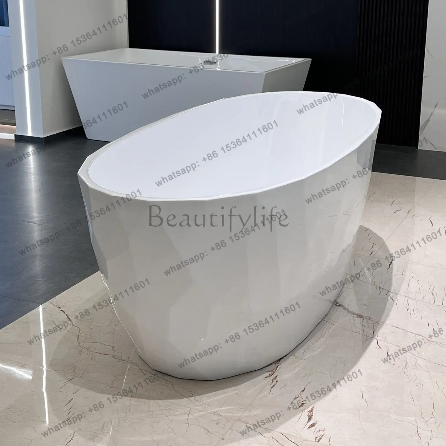 French Diamond Prism Wave Stripe Double Small Apartment Japanese-Style Independent Bath Integrated Homestay Hotel Bathtub