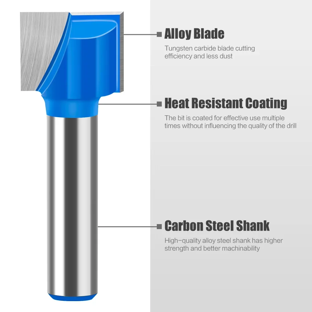 8mm Shank Woodworking Bottom Cleaning Router Bit 10-32mm Diameter Surface Planing Milling Cutter For Recessing Work