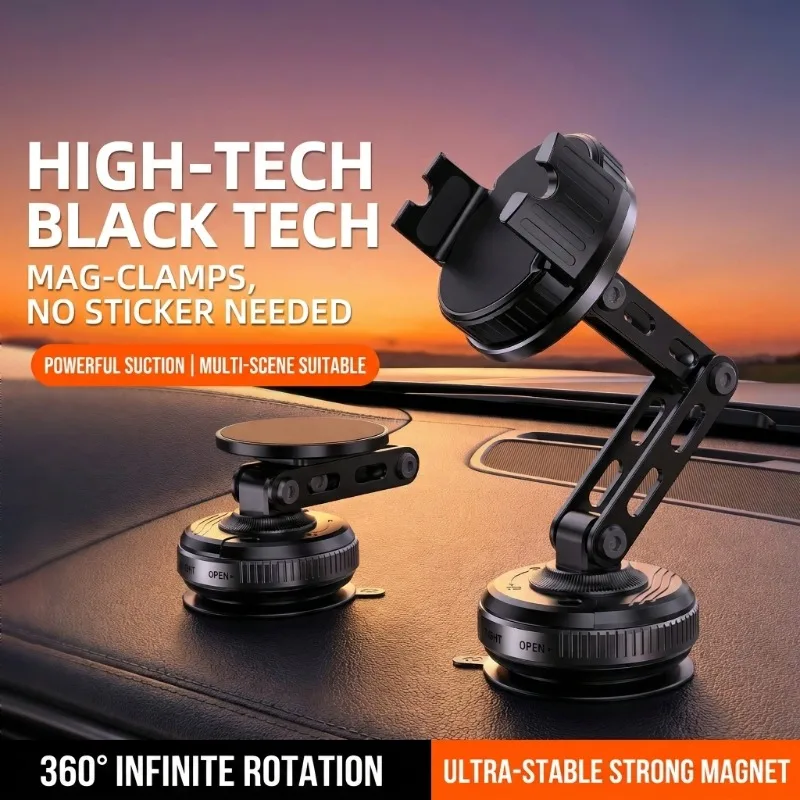 

Rotatable Magnetic Phone Holder with For Car Dashboard Glass Tile Fridge Desktop Phone Vacuum Adsorption Magnetic Car Holder