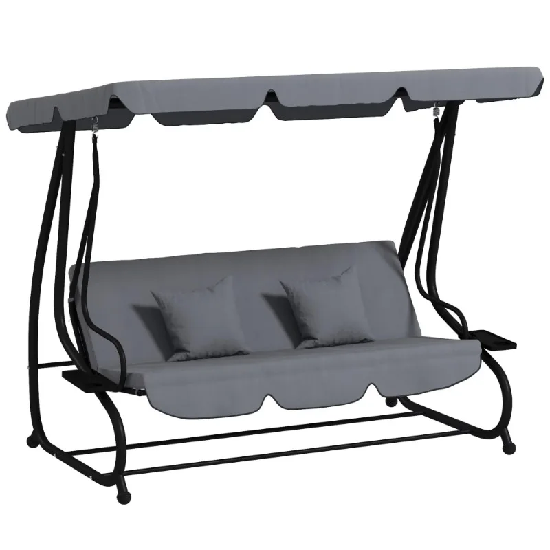 Adjustable canopy chair with cushions and pillows for porch patio furniture