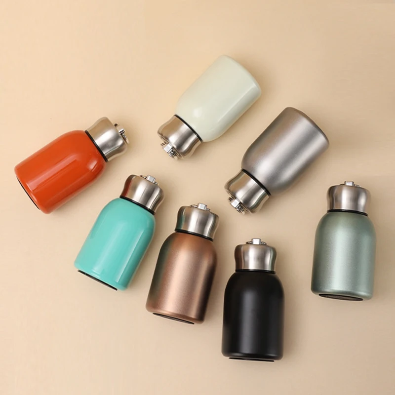 

304 stainless steel small fat cube water cup outdoor portable ring thermos cup high appearance level student portable cute water