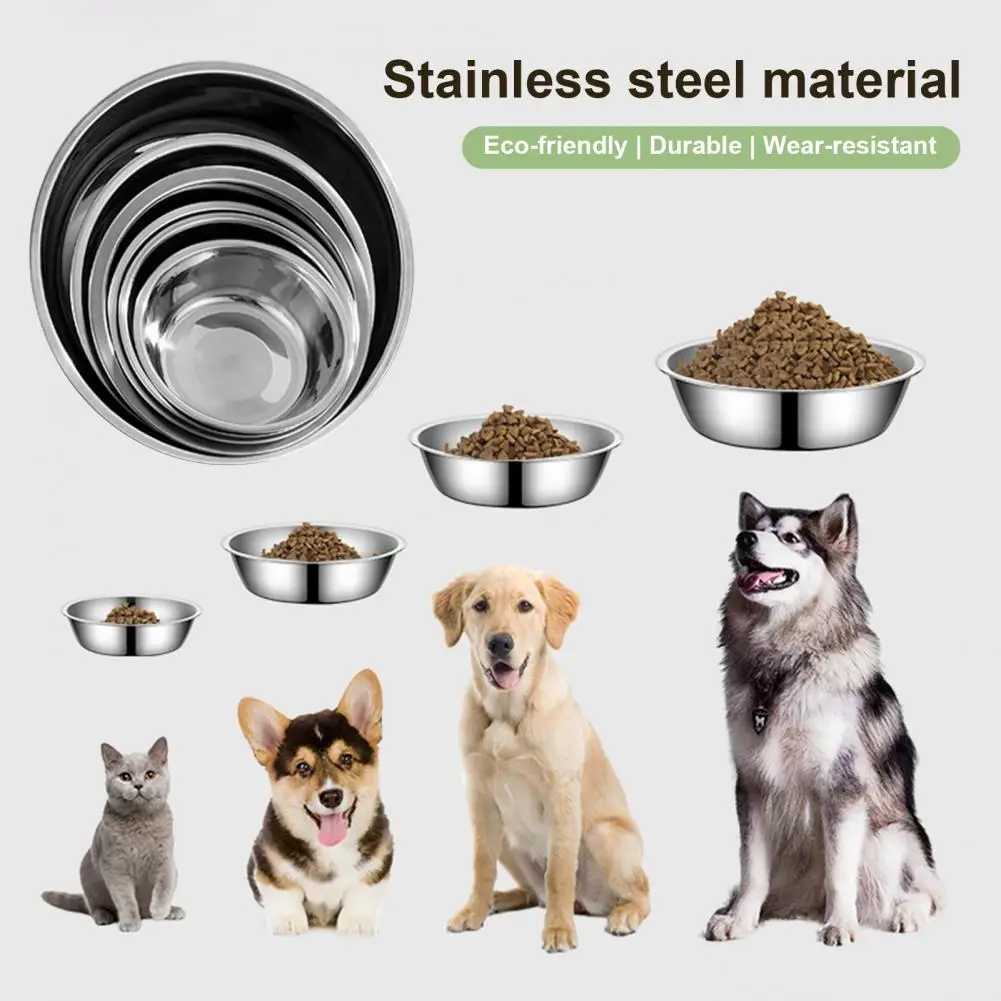 Stainless Steel Dog Bowls Pet Food Bowl Open Design Rust-Resistant Pet Dish Thick Metal Pet Food Water Bowl for Cats and Puppies