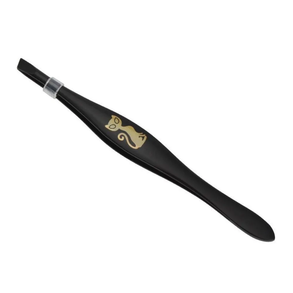 Slant Tweezers Shape Hair Pluckers Cartoon Cat Pattern Spray Paint Eyebrow Trimming Shaving Ultra-thin Eyelash Tweezers