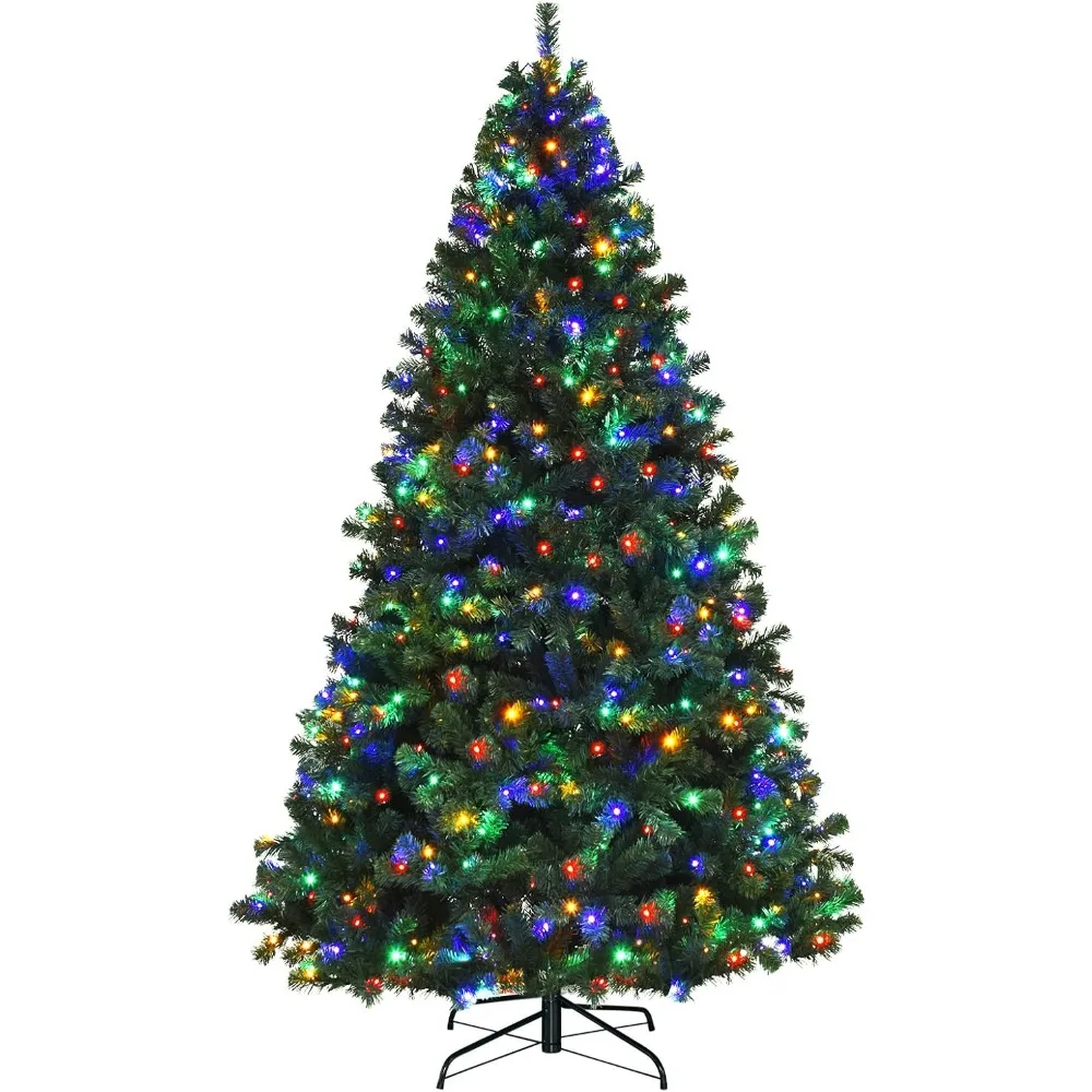 

7.5FT Artificial Christmas Tree Premium Spruce Hinged Tree with 550 LED Lights and Solid Metal Stand, UL-Certified Transf