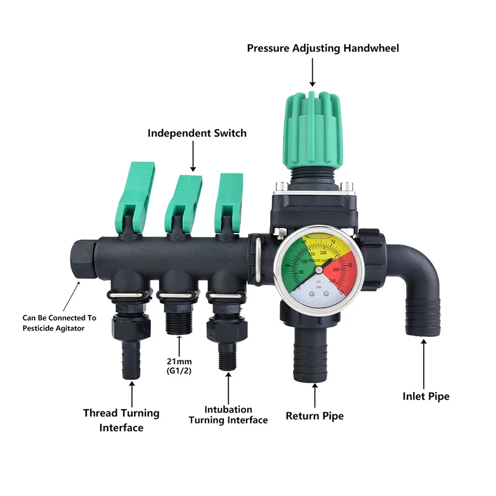

3-Way Water Control Valve Agricultural Sprayer Control Shut Off Valve Heavy Duty Water Valve Adapter 3 Way Water Splitter