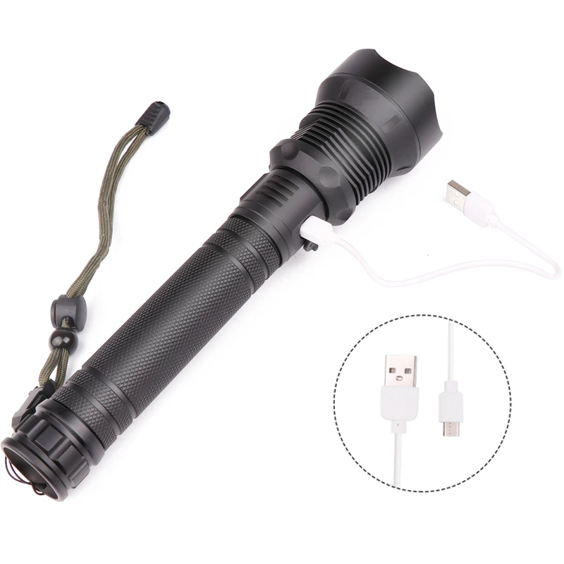 Linterna de luz XHP160 recargable por Usb con zoom, linterna de batería 18650 26650 para acampar, La linterna Led más brillante, 1000 000lm