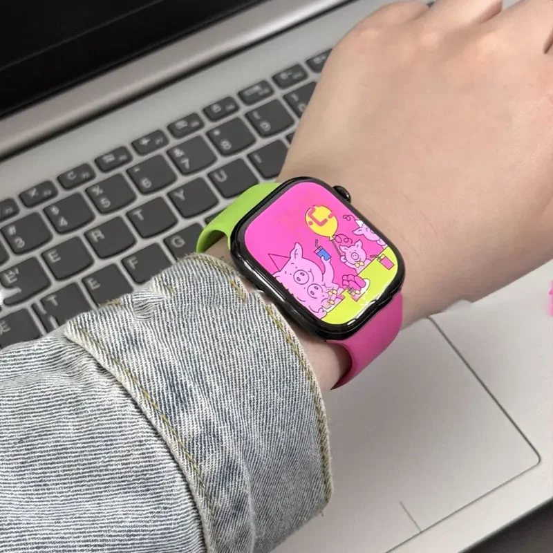 Silicone Strap For Apple Watch Band 45mm 44mm Ultra 2 49mm 40mm 41/38/42mm sport bracelet correa iwatch series 10 9 8 7 6 5 4 SE