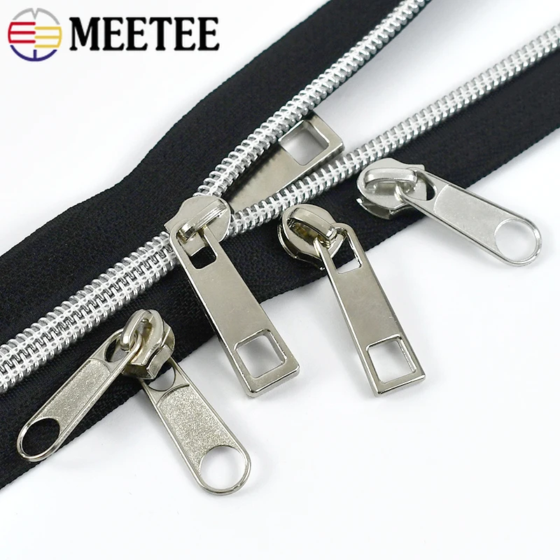 10/20Pcs Meetee 5# Nylon Zippers Slider Double-Sided Zipper Head for Jacket Pocket Tent Bag Luggage Zip Repair Accessories