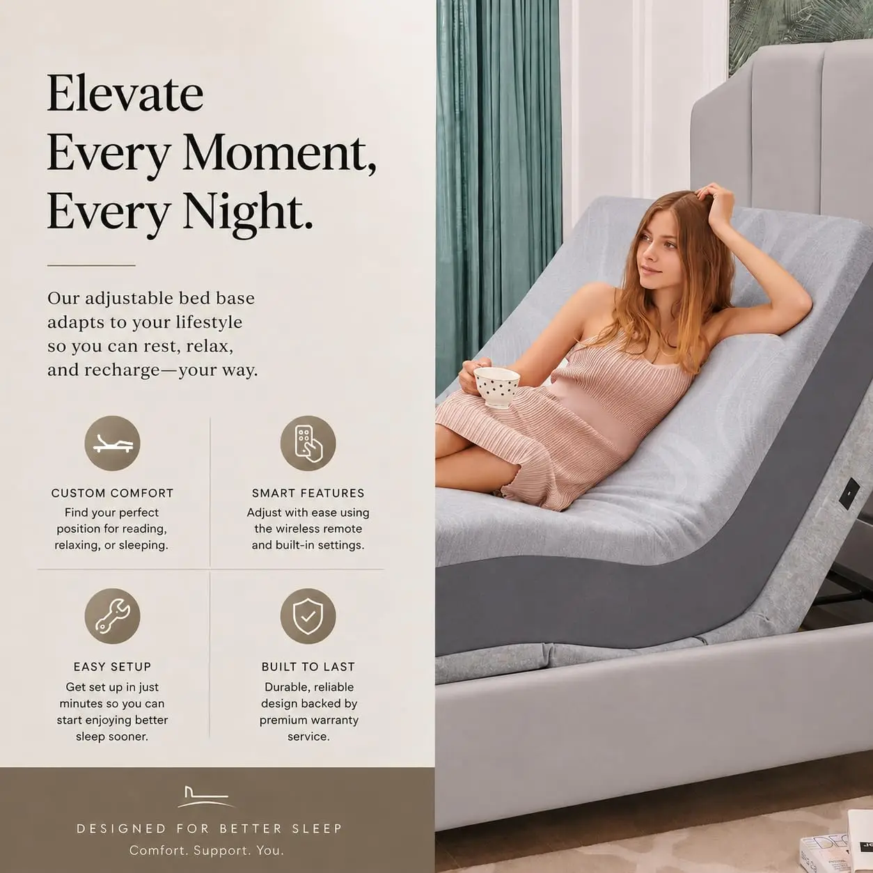 Premium Full Adjustable Bed with 14 Inch Prime Gel Memory Foam Sleep System, Massage, Zero Gravity, Anti-Snore, Programmable Mem