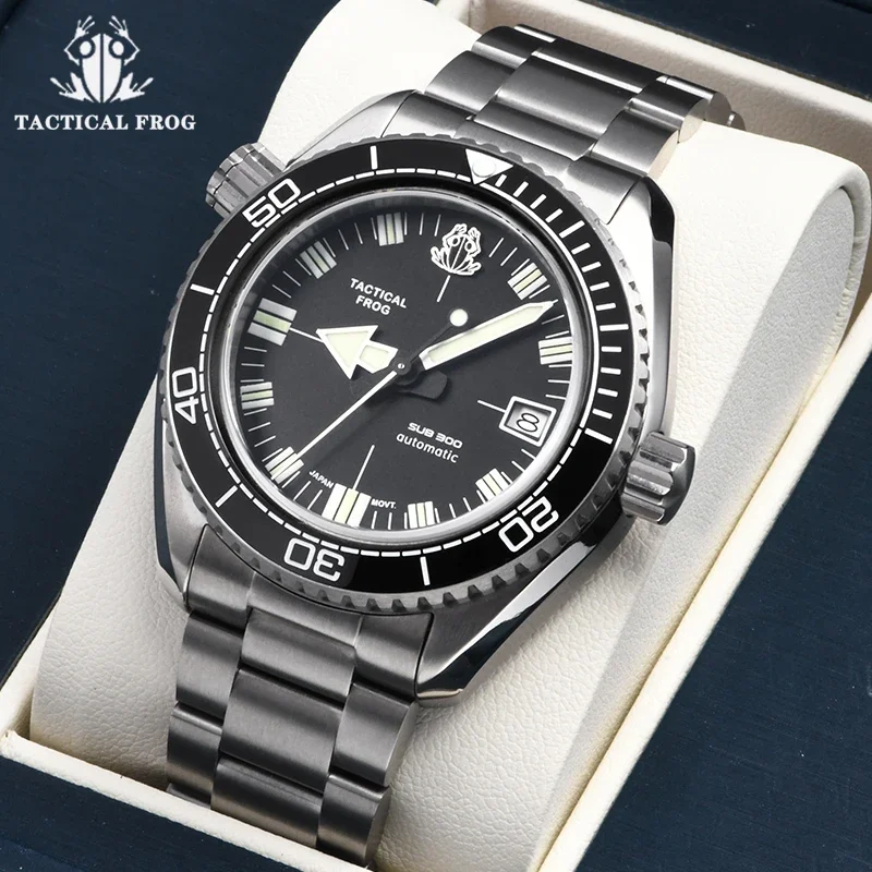 

Tactical Frog New Titanium Men's Diving Watches Ceramic Bezel 200M Waterproof Sapphire Crystal C3 Luminous Man Mechanical Watch