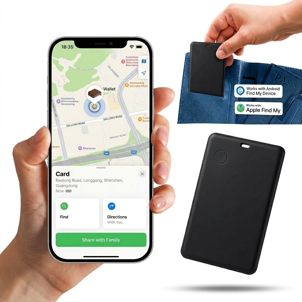 Smart Card for Android,iOS, Dual System Wallet Tracker, Compatible with Google Find My Device or Apple Find My APP, Item Locator