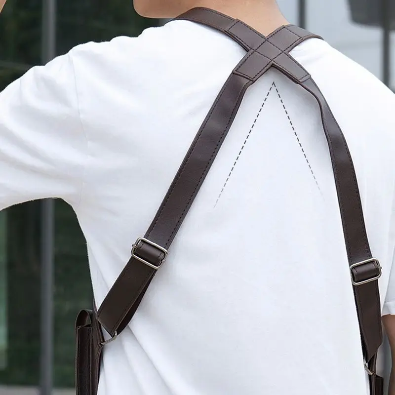 Rétro Double bandoulière multi-poches extérieur antivol sac tactique hommes sac de messager PU étanche sac de téléphone portable 2025