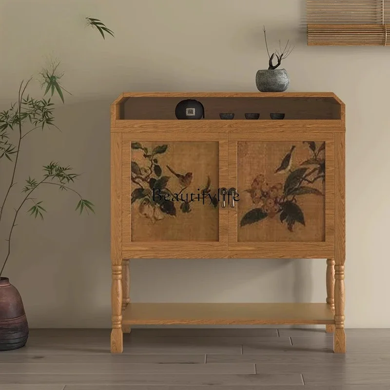 

ls 35Solid wood tea storage cabinet, living room storage retro dining side cabinet