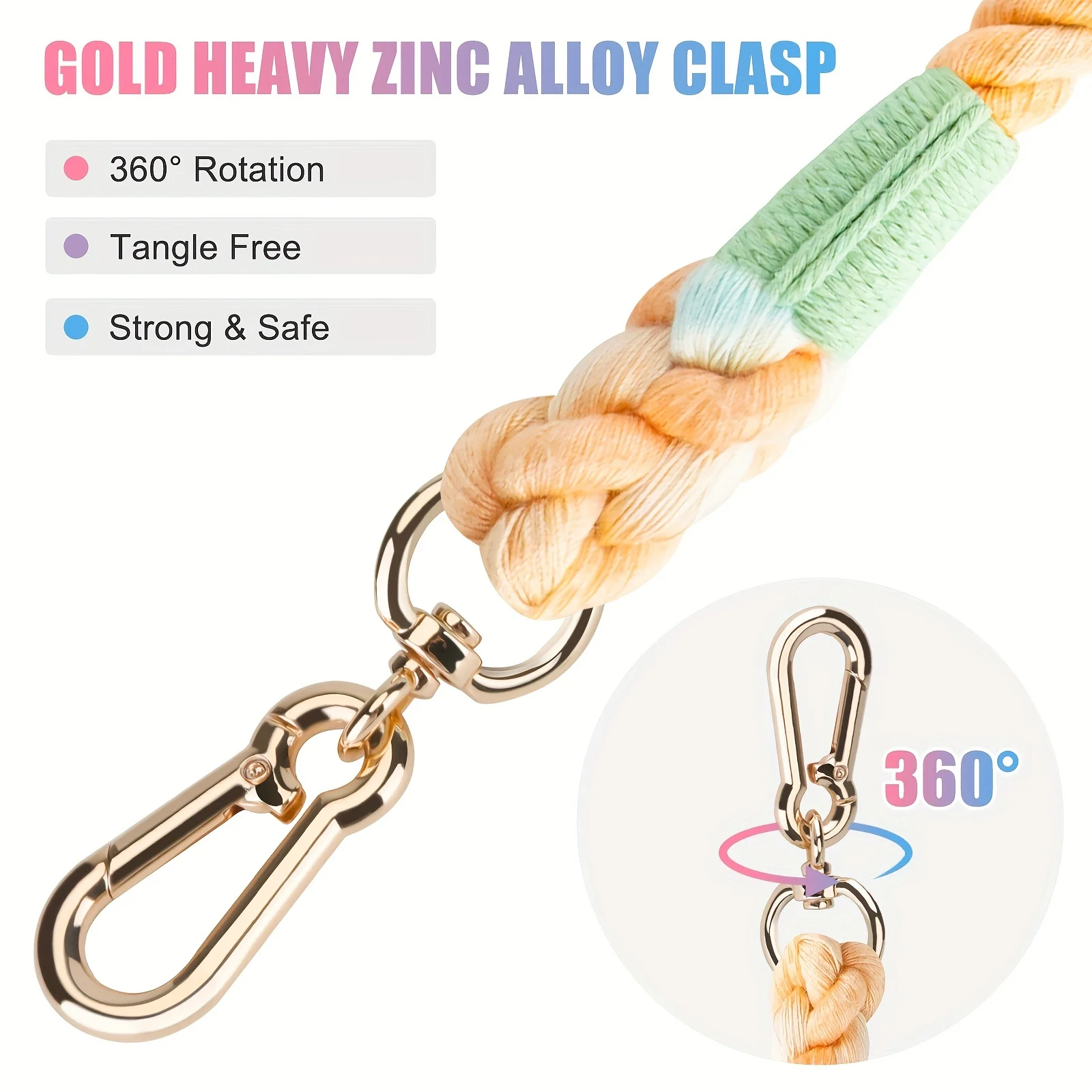 Hand-Woven Colorful Running Dog Rope Multi-function Dog Traction Rope Double-head Pet Traction Belt Dog Chain