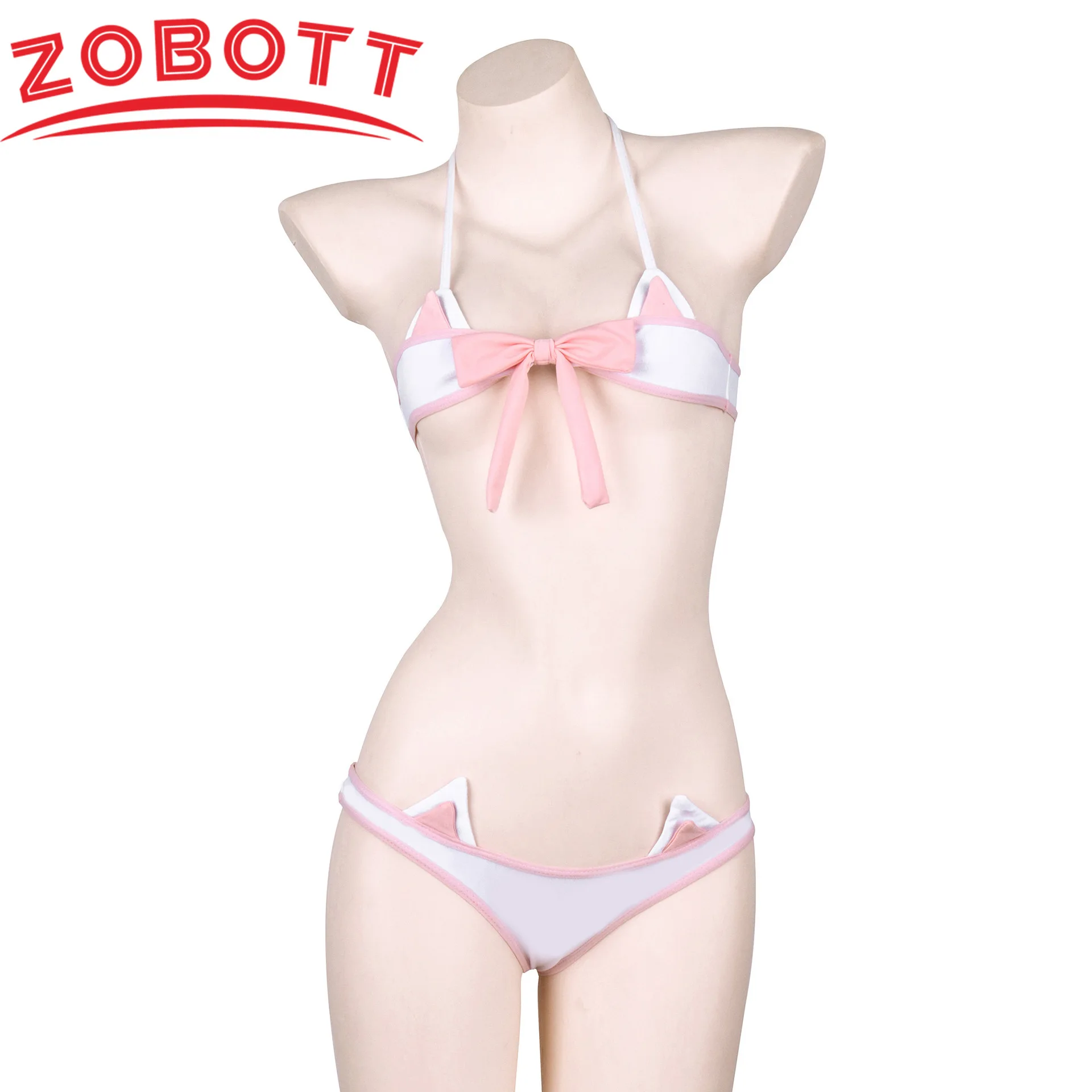 Hot Toys Summer Beach Anime Lolita Girl Cute Cat Pink Bikini Swimstuit Swimwear Unifrom Women Lingerie Outfits Costumes Cosplay