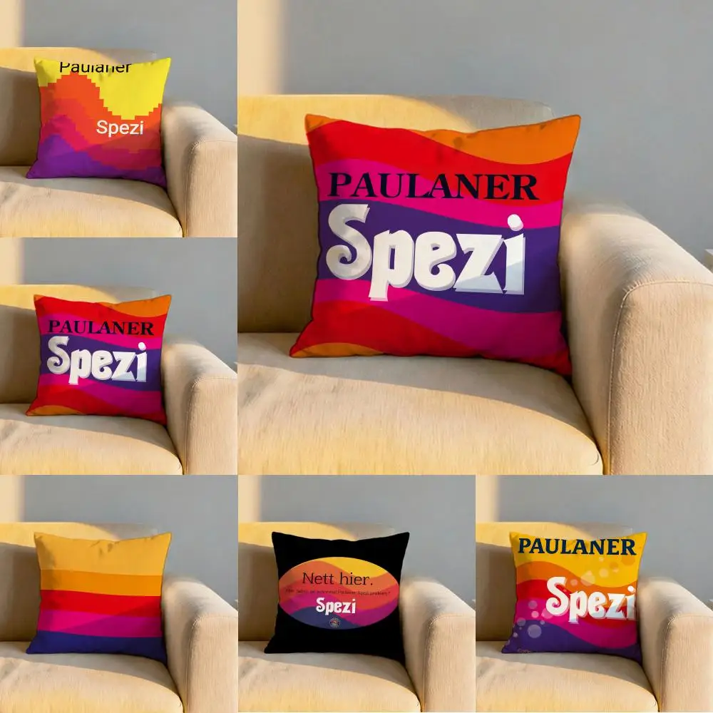 Funda de cojín con logotipo P-Paulaner Spezi, funda de almohada suave, reversible y duradera, uso en múltiples escenarios para el hogar y el coche, comodidad diaria