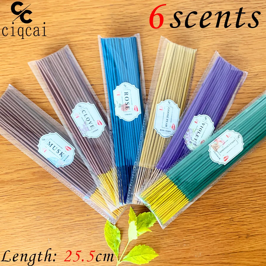 [Paquete de 6 sabores] Incienso en barra de bambú hecho a mano atrevido y fragante, 25. Palitos de incienso natural de alta calidad de 5 cm de largo, con aromas de almizcle, clavo, rosa, pera, violeta, manzana y canela, etc. , Fabricado en utiliza métodos tradicionales, con fragancia rica y duradera, refrescante y revigorante, desodorizante y eliminador de olores, adecuado para el hogar y los viajes al aire libre, etc.